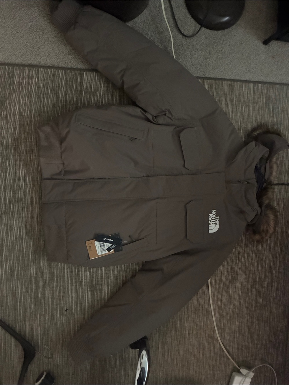 The North Face Brown Hooded Insulated Puffer Jacket